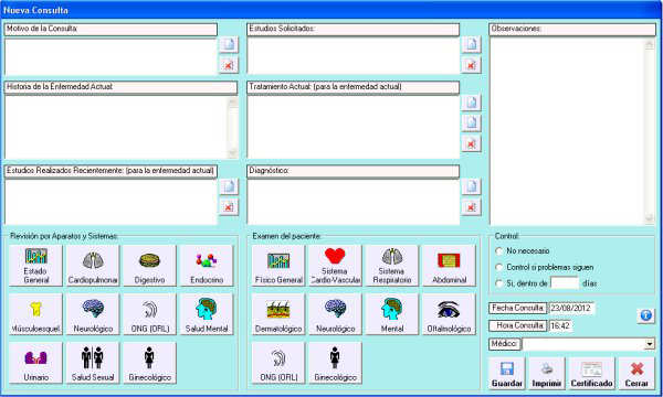 Registro de todas las consultas del paciente.
